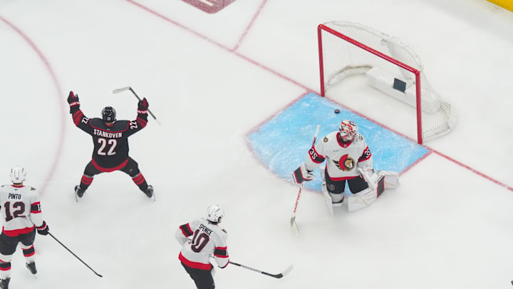 Logan Stankoven had two points in Game 1.