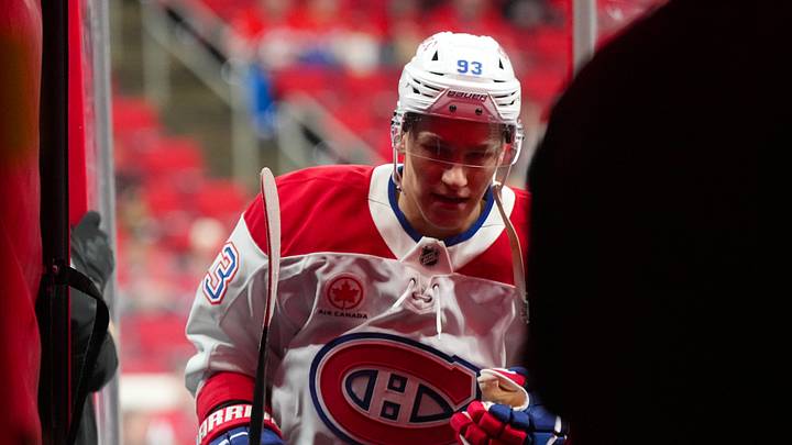 Mar 29, 2026; Raleigh, North Carolina, USA;  Montreal Canadiens right wing Ivan Demidov (93) comes off the ice after the warm-ups before the game against the Carolina Hurricanes at Lenovo Center. Mandatory Credit: James Guillory-Imagn Images