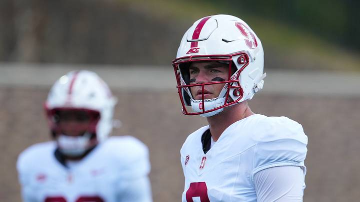Sep 19, 2026; Durham, North Carolina, USA; Stanford Cardinal quarterback Davis Warren (8) looks on during the warmups before the game against the Duke Blue Devils at Wallace Wade Stadium. Mandatory Credit: James Guillory-Imagn Images Sep 19, 2026; Durham, North Carolina, USA; Stanford Cardinal quarterback Davis Warren (8) looks on during the warmups before the game against the Duke Blue Devils at Wallace Wade Stadium. Mandatory Credit: James Guillory-Imagn Images