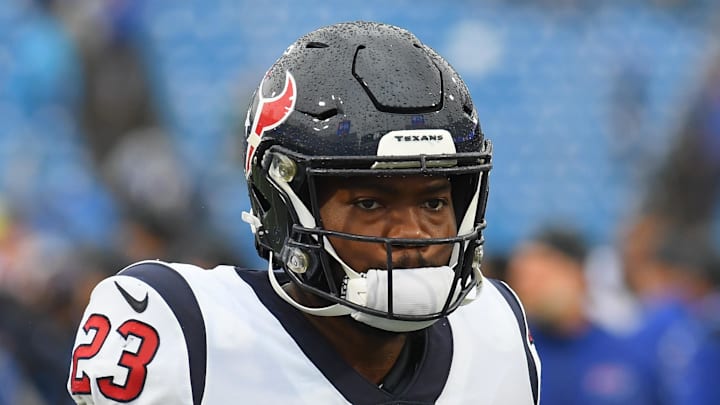 Oct 3, 2021; Orchard Park, New York, USA; Houston Texans free safety Eric Murray (23) following the game against the Buffalo Bills at Highmark Stadium. Mandatory Credit: Rich Barnes-Imagn Images Oct 3, 2021; Orchard Park, New York, USA; Houston Texans free safety Eric Murray (23) following the game against the Buffalo Bills at Highmark Stadium. Mandatory Credit: Rich Barnes-Imagn Images