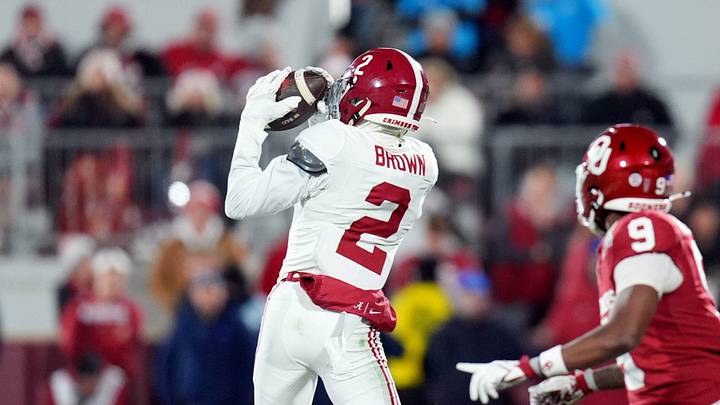Zabien Brown intercepts a pass in a game during the 2025 College Football Playoff Zabien Brown intercepts a pass in a game during the 2025 College Football Playoff