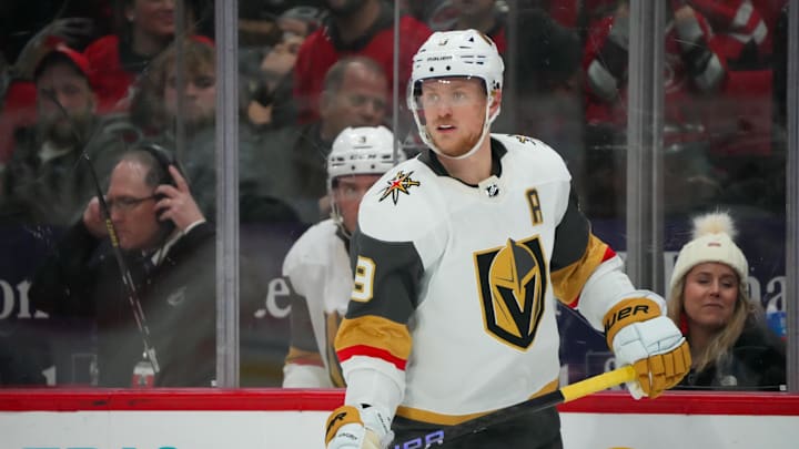 Dec 19, 2023; Raleigh, North Carolina, USA; Vegas Golden Knights center Jack Eichel (9)