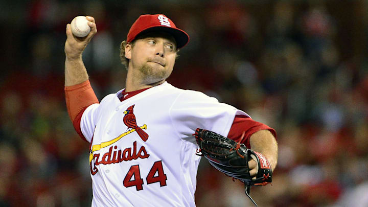 Aug 9, 2017; St. Louis, MO, USA; St. Louis Cardinals relief pitcher Trevor Rosenthal (44) pitches during the ninth inning against the Kansas City Royals at Busch Stadium. Mandatory Credit: Jeff Curry-Imagn Images Aug 9, 2017; St. Louis, MO, USA; St. Louis Cardinals relief pitcher Trevor Rosenthal (44) pitches during the ninth inning against the Kansas City Royals at Busch Stadium. Mandatory Credit: Jeff Curry-Imagn Images