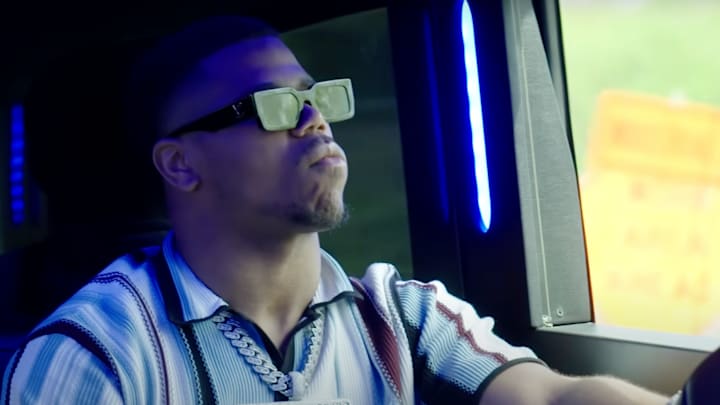 Abdul Carter rides to the Giants facility after the 2025 NFL draft.