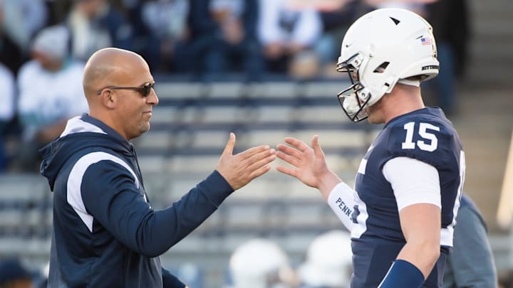 Penn State football head coach James Franklin and quarterback Drew Allar