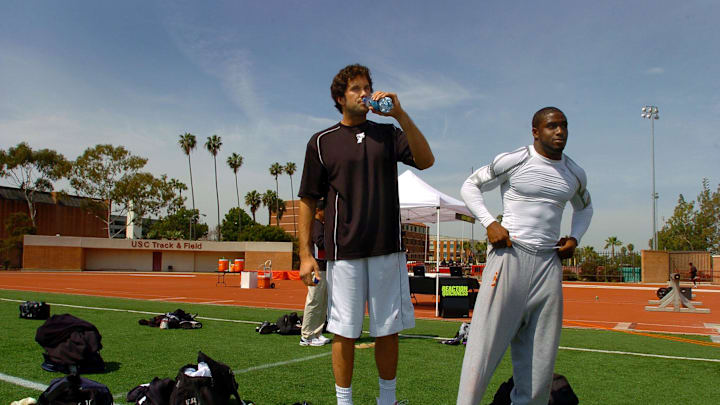 Apr 2, 2006; Los Angeles, CA, USA; Southern California Trojans quarterback (11) Matt Leinart and Apr 2, 2006; Los Angeles, CA, USA; Southern California Trojans quarterback (11) Matt Leinart and