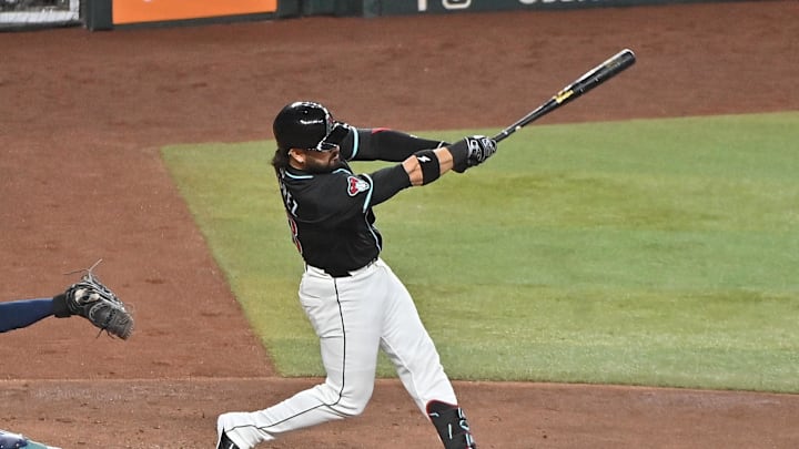 Arizona Diamondbacks third baseman Eugenio Suarez (28) hits a grand slam home run in the sixth inning against the Seattle Mariners at Chase Field on June 11. Arizona Diamondbacks third baseman Eugenio Suarez (28) hits a grand slam home run in the sixth inning against the Seattle Mariners at Chase Field on June 11.