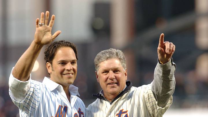 April 13, 2003: Tom Seaver and Mike Piazza of the Mets open their new stadium, Citi Field, against the San Diego Padres.