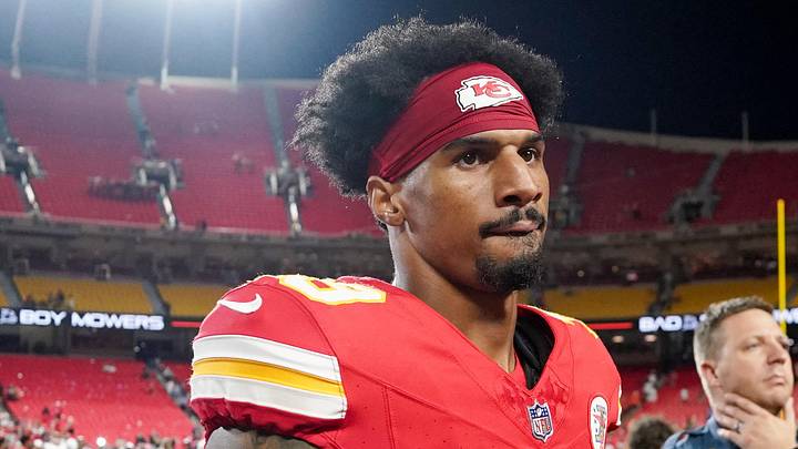 Aug 22, 2024; Kansas City, Missouri, USA; Kansas City Chiefs cornerback Keith Taylor Jr. (39) leaves the field after the game against the Chicago Bears at GEHA Field at Arrowhead Stadium. Mandatory Credit: Denny Medley-Imagn Images