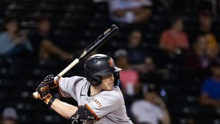 San Francisco Giants infielder Parks Harber during the Arizona Fall League Fall Stars Game at Sloan Park. San Francisco Giants infielder Parks Harber during the Arizona Fall League Fall Stars Game at Sloan Park.