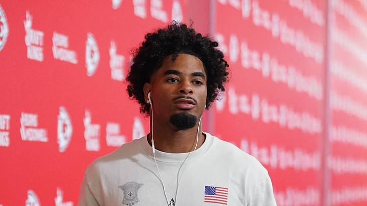Sep 14, 2026; Kansas City, Missouri, USA; Kansas City Chiefs cornerback Mansoor Delane (5) enters the stadium prior to the game between the Kansas City Chiefs and Denver Broncos at GEHA Field at Arrowhead Stadium. Mandatory Credit: Denny Medley-Imagn Images Sep 14, 2026; Kansas City, Missouri, USA; Kansas City Chiefs cornerback Mansoor Delane (5) enters the stadium prior to the game between the Kansas City Chiefs and Denver Broncos at GEHA Field at Arrowhead Stadium. Mandatory Credit: Denny Medley-Imagn Images