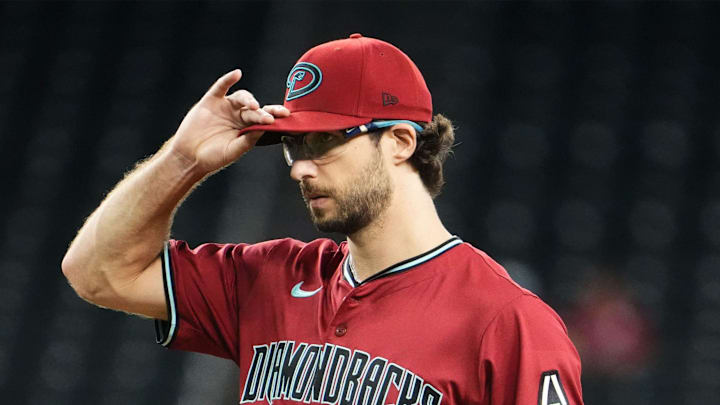 Arizona Diamondbacks pitcher Zac Gallen (23) prepares to face the Texas Rangers in the first inning at Chase Field on Sept. 3, 2025. Arizona Diamondbacks pitcher Zac Gallen (23) prepares to face the Texas Rangers in the first inning at Chase Field on Sept. 3, 2025.