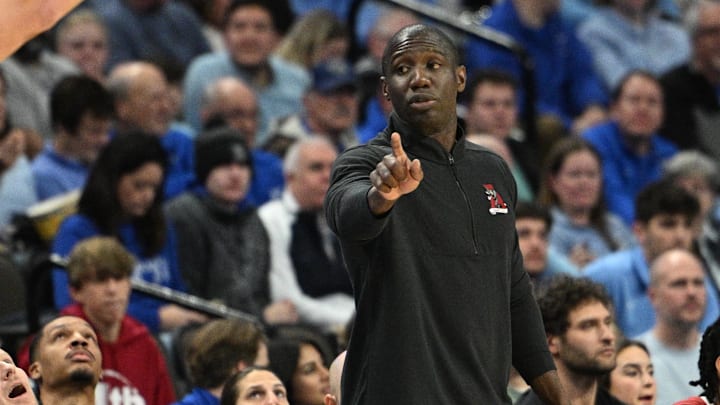 Dec 16, 2023; Omaha, Nebraska, USA;  Alabama Crimson Tide assistant coach Preston Murphy watches action against the Creighton Bluejays in the first half  at CHI Health Center Omaha. Mandatory Credit: Steven Branscombe-Imagn Images