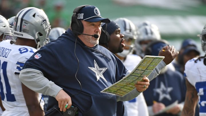 Dec 29, 2024; Philadelphia, Pennsylvania, USA; Dallas Cowboys head coach Mike McCarthy on the sidelines against the Philadelphia Eagles at Lincoln Financial Field. 
