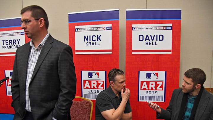 Cincinnati Reds general manager Nick Krall and manager David Bell