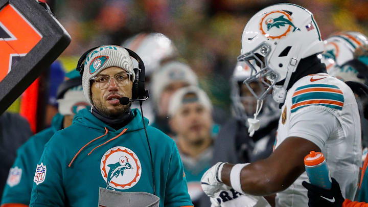 Miami Dolphins head coach Mike McDaniel paces the sideline during a game against the Green Bay Packers on Thursday, November 28, 2024, at Lambeau Field in Green Bay, Wis. The Packers won the game, 30-17.
Tork Mason/USA TODAY NETWORK-Wisconsin
