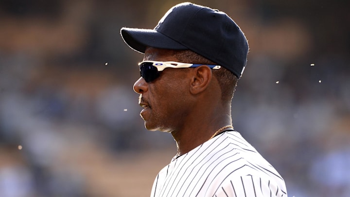 June 8, 2013; Los Angeles, CA, USA; New York Yankees Ricky Henderson before the old timers game against the Los Angeles Dodgers at Dodger Stadium. Mandatory Credit: Jayne Kamin-Oncea-Imagn Images June 8, 2013; Los Angeles, CA, USA; New York Yankees Ricky Henderson before the old timers game against the Los Angeles Dodgers at Dodger Stadium. Mandatory Credit: Jayne Kamin-Oncea-Imagn Images