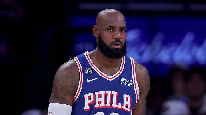 Philadelphia 76ers forward LeBron James (23) reacts during the first quarter against the New York Knicks at Madison Square Garden on Oct. 20, 2026. Philadelphia 76ers forward LeBron James (23) reacts during the first quarter against the New York Knicks at Madison Square Garden on Oct. 20, 2026.