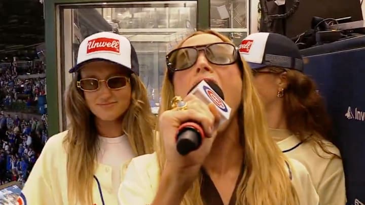 Call Her Daddy's Alex Cooper singing 'Take Me Out to the Ball Game' at Wrigley Field. 