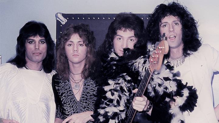 British Rock Band Queen Posing Backstage in New York, May 1974