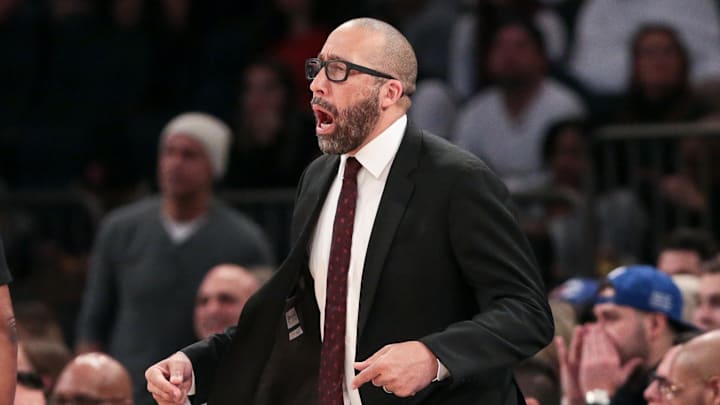 New York Knicks head coach David Fizdale reacts during the first quarter against the Philadelphia 76ers at Madison Square Garden. Mandatory Credit: Vincent Carchietta-Imagn Images New York Knicks head coach David Fizdale reacts during the first quarter against the Philadelphia 76ers at Madison Square Garden. Mandatory Credit: Vincent Carchietta-Imagn Images