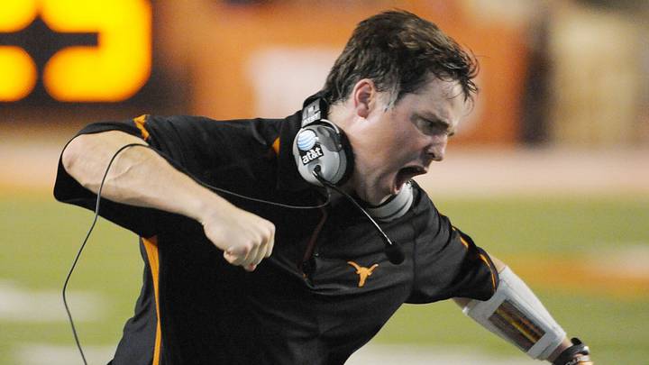 Sept 11, 2010; Austin, TX, USA; Texas Longhorns defensive coach Will Muschamp reacts to a call against the Wyoming Cowboys during the fourth quarter at Texas Memorial Stadium. Texas beat Wyoming 34-7. Mandatory Credit: Brendan Maloney-USA TODAY Sports Sept 11, 2010; Austin, TX, USA; Texas Longhorns defensive coach Will Muschamp reacts to a call against the Wyoming Cowboys during the fourth quarter at Texas Memorial Stadium. Texas beat Wyoming 34-7. Mandatory Credit: Brendan Maloney-USA TODAY Sports