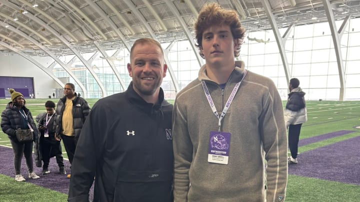 Drake Carroll and Northwestern head coach David Braun Drake Carroll and Northwestern head coach David Braun