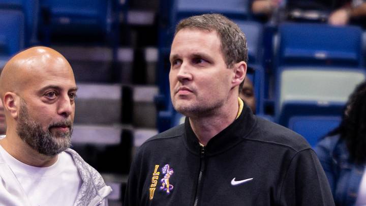 Mar 29, 2026; New Orleans, Louisiana, USA;  LSU Tigers mens basketball head coach Will Wade looks on against the Houston Rockets during the first half at Smoothie King Center. Mandatory Credit: Stephen Lew-Imagn Images