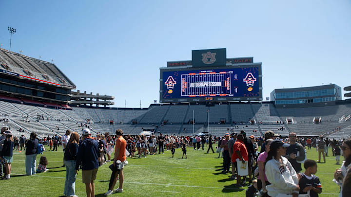 An autograph session following the Auburn Tigers A-Day football practice at Jordan-Hare Stadium in Auburn, Ala., on Saturday, April 12, 2025.