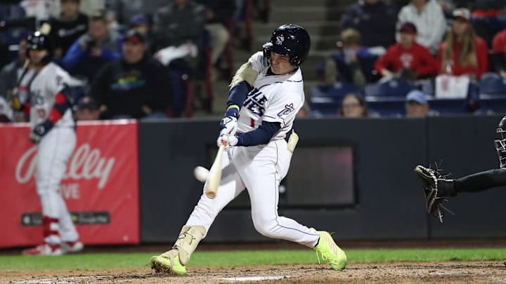 Binghamton's Drew Gilbert connects for a three-run home run, tying the game 6-6 in the bottom of the