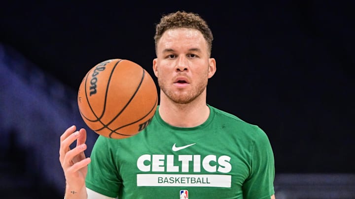 Boston Celtics forward Blake Griffin (91) warms up before game against the Milwaukee Bucks at Fiserv Forum. 