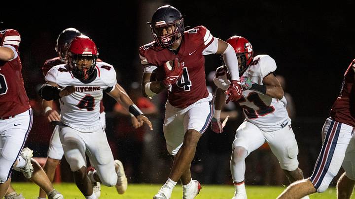 Montgomery Academy's Braden Gordon (4) runs the ball at Montgomery Academy in Montgomery, Ala. on Friday, Sept. 26, 2025. Luverne defeatedMontgomery Academy 48-45.