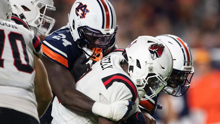Auburn Tigers buck Keyron Crawford leads the SEC with three sacks.