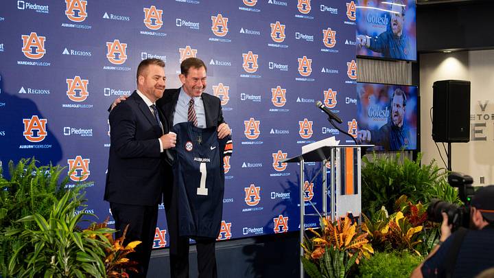 Auburn head coach Alex Golesh has surged in the latest coaching ranking, with a strong opening season, away from going up more. Auburn head coach Alex Golesh has surged in the latest coaching ranking, with a strong opening season, away from going up more.