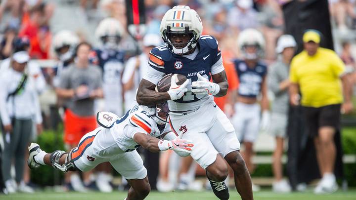 Auburn Tigers wide receiver Duke Smith (10) was removed from the program due to confidential reasons.