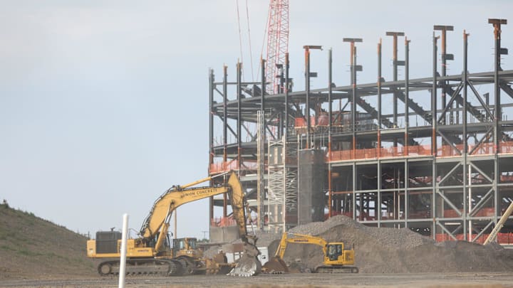 The Buffalo Bills new stadium is being built across from the current one, Highmark Stadium in Orchard Park on Aug. 24, 2024.