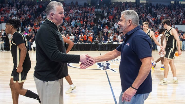 Purdue Boilermakers head coach Matt Painter and Auburn Tigers head coach Bruce Pearl Purdue Boilermakers head coach Matt Painter and Auburn Tigers head coach Bruce Pearl