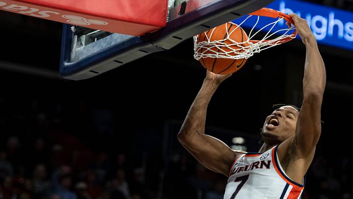 Auburn Tigers forward Keyshawn Hall (7) dunks the ball as Auburn Tigers take on Wofford Terriers at Neville Arena in Auburn, Ala. on Tuesday, Nov. 11, 2025. Auburn Tigers defeated Wofford Terriers 93-62. Auburn Tigers forward Keyshawn Hall (7) dunks the ball as Auburn Tigers take on Wofford Terriers at Neville Arena in Auburn, Ala. on Tuesday, Nov. 11, 2025. Auburn Tigers defeated Wofford Terriers 93-62.