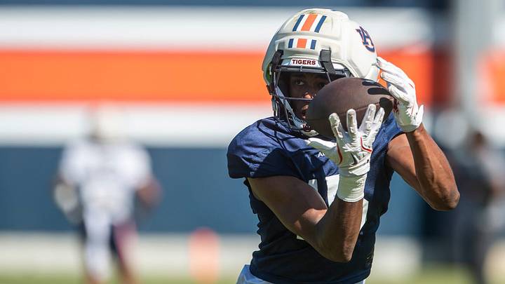 Auburn Tigers wide receiver Brian Williams Jr. (15) runs drills during practice at Woltosz Football Performance Center in Auburn, Ala. on Thursday, April 16, 2026. Auburn Tigers wide receiver Brian Williams Jr. (15) runs drills during practice at Woltosz Football Performance Center in Auburn, Ala. on Thursday, April 16, 2026.