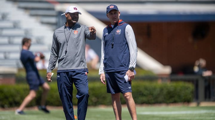 Auburn Tigers offensive coordinator Derrick Nix and Auburn Tigers defensive coordinator DJ Durkin