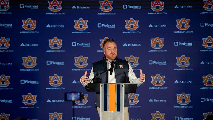 Auburn Tigers head coach Alex Golesh would be the first coach to take the program to the College Football Playoff. Auburn Tigers head coach Alex Golesh would be the first coach to take the program to the College Football Playoff.