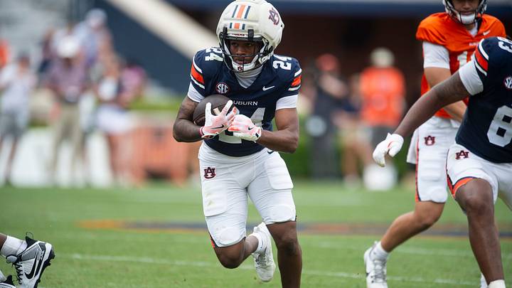 Auburn Tigers running back Nykahi Davenport (24) transferred from USF in the offseason, following head coach Alex Golesh. Auburn Tigers running back Nykahi Davenport (24) transferred from USF in the offseason, following head coach Alex Golesh.