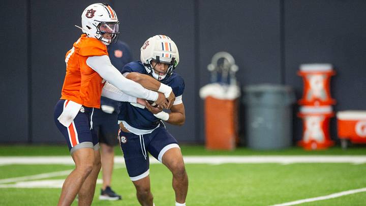 Auburn Tigers quarterback Byrum Brown (17) and Auburn Tigers running back Jeremiah Cobb (23) were among the Senior Bowl watchlist selections.