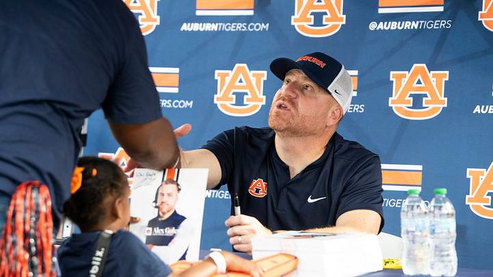 Auburn head coach Alex Golesh hosted a mock gameday that featured interactions with individuals with special needs. Auburn head coach Alex Golesh hosted a mock gameday that featured interactions with individuals with special needs.