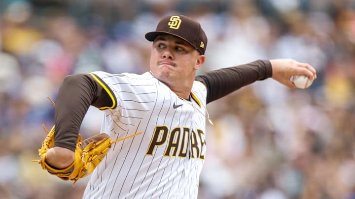 Adrian Morejon, an All-Star for the first time this year, pitches against the Dodgers.