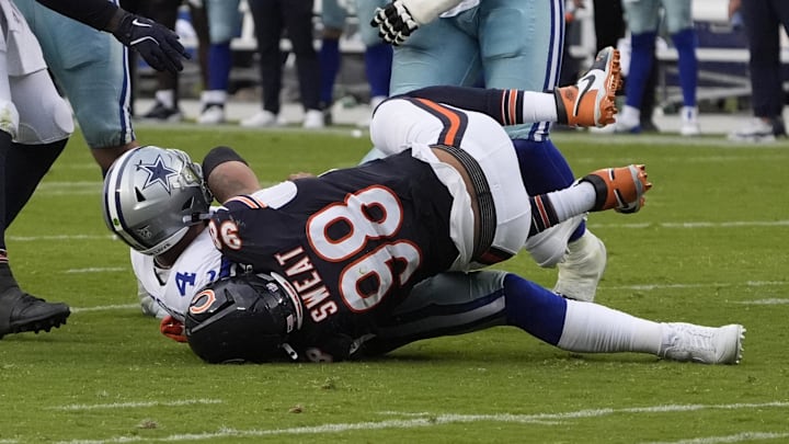 Montez Sweat takes down Dak Prescott for his first sack of th season in the 31-14 Bears win..