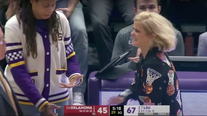 Kim Mulkey was not happy with a call during LSU’s win over Oklahoma. 