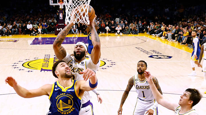 Anthony Davis, D'Angelo Russell, and Austin Reaves, Los Angeles Lakers