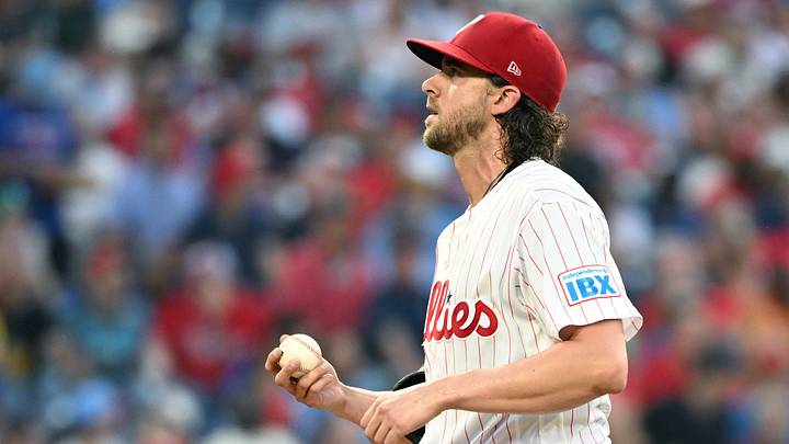 Jun 29, 2026; Philadelphia, Pennsylvania, USA; Philadelphia Phillies pitcher Aaron Nola (27) reacts after allowing a home run against the Pittsburgh Pirates during the fifth inning at Citizens Bank Park. Jun 29, 2026; Philadelphia, Pennsylvania, USA; Philadelphia Phillies pitcher Aaron Nola (27) reacts after allowing a home run against the Pittsburgh Pirates during the fifth inning at Citizens Bank Park.