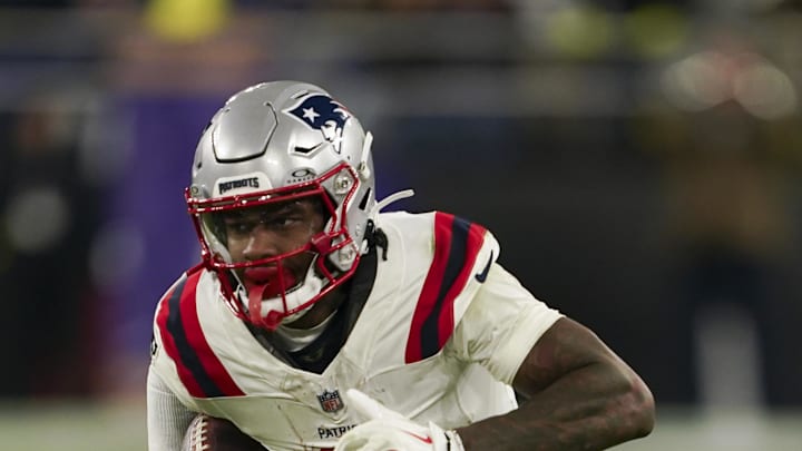 New England Patriots wide receiver Stefon Diggs runs the ball against the Baltimore Ravens New England Patriots wide receiver Stefon Diggs runs the ball against the Baltimore Ravens